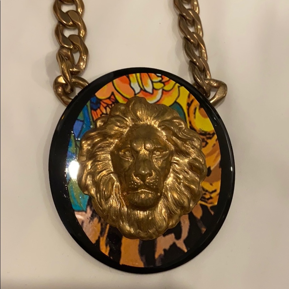 Jungle acrylic face with Gold Lion Head